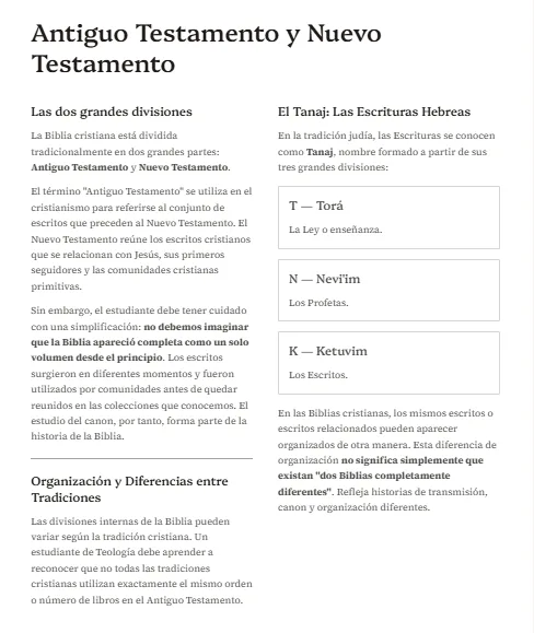 Antiguo Testamento y Nuevo Testamento: las dos grandes divisiones